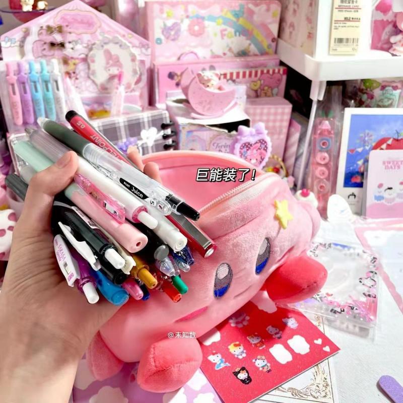 Kawaii-Kirby-Plush-Pencil-Case-Kuromi-Cinnamorol-Melody-Large-Capacity-Stationery-Student-Pen-Bag-Anime-Cartoon-2