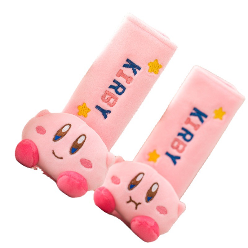 Kawaii-Star-Kirby-Sanriod-Game-Peripheral-Series-Kirby-Plush-Car-Belt-Cover-Shoulder-Cover-Adjusting-and-1