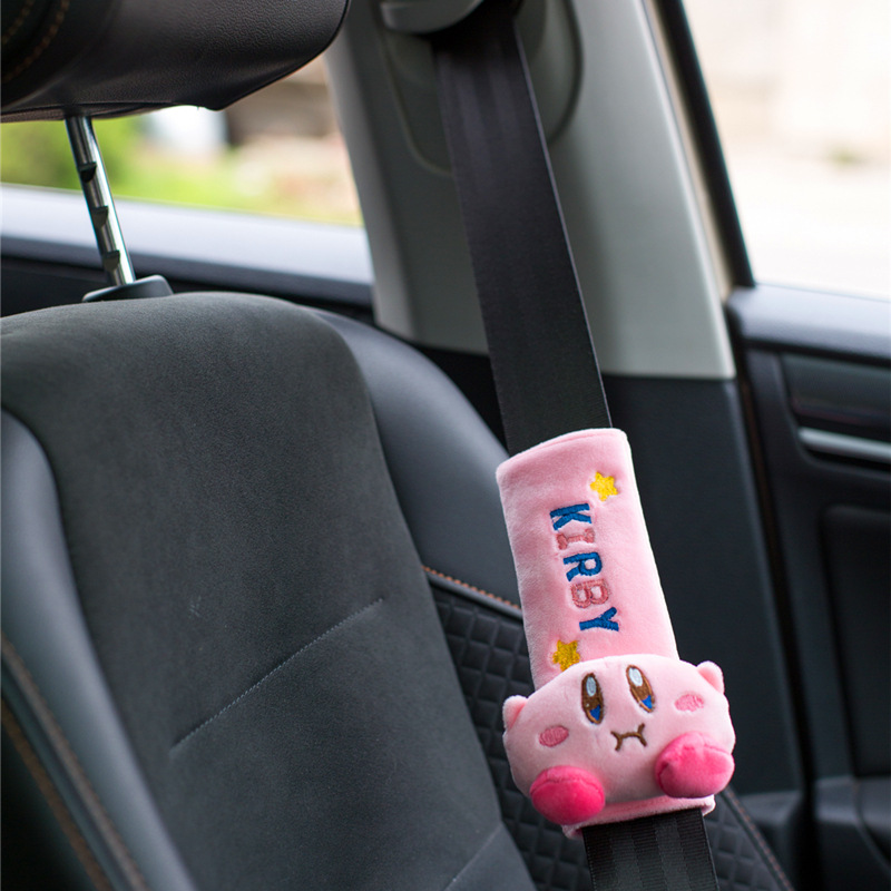Kawaii-Star-Kirby-Sanriod-Game-Peripheral-Series-Kirby-Plush-Car-Belt-Cover-Shoulder-Cover-Adjusting-and-4