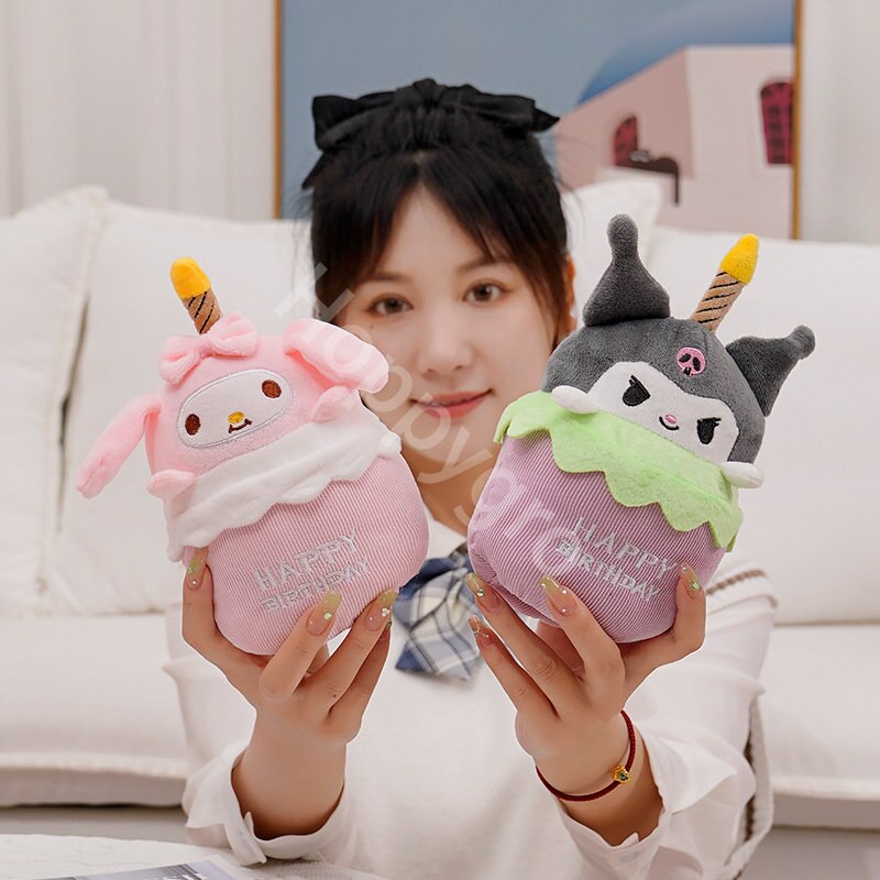 20cm-Kirby-Sanrio-Birthday-Cake-Plush-Toys-Cute-Anime-Kuromi-My-Melody-Cinnamoroll-Purin-Dog-Plush-2