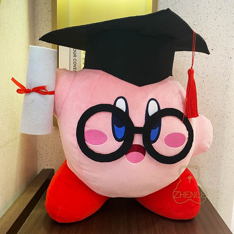 Anime-Kirby-38cm-New-Style-Youth-Graduation-Money-Star-Kirby-Dr-Hat-Student-Plush-Doll-Graduation-1