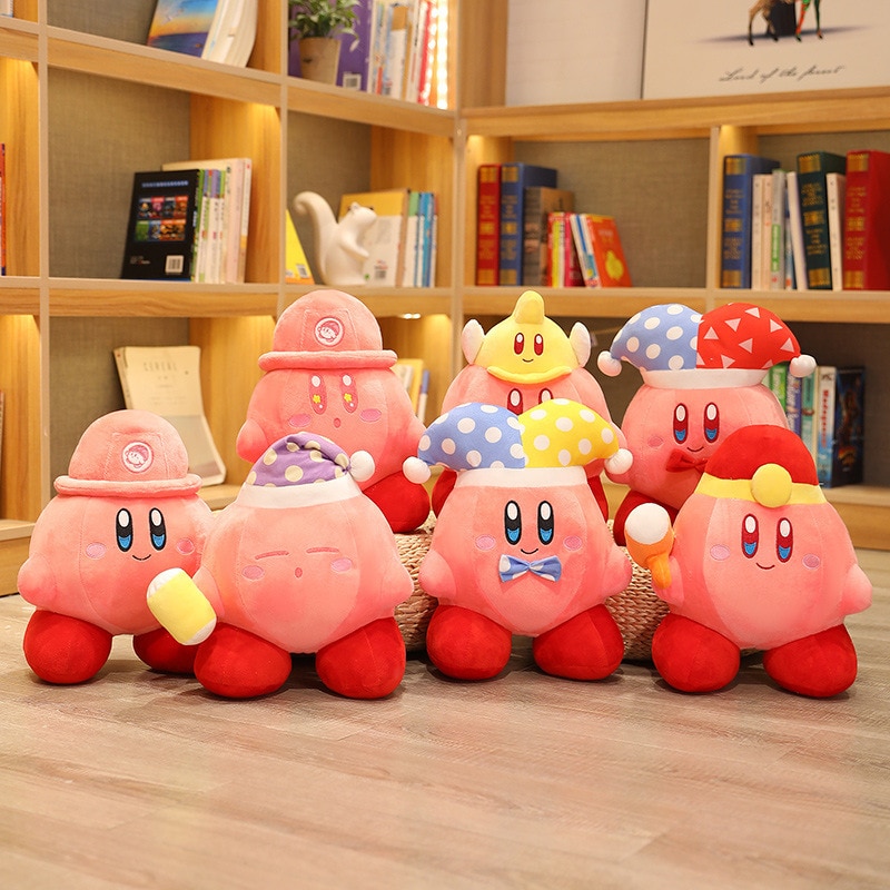 Hot-Kawaii-Clown-Hat-Kirby-Plush-Toy-Lovely-Game-Peripheral-Image-Stuffed-Doll-Sofa-Bedside-Cushion-2