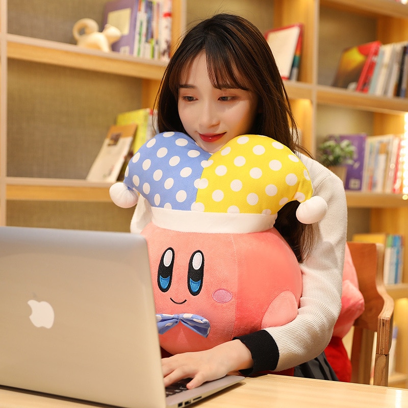 Hot-Kawaii-Clown-Hat-Kirby-Plush-Toy-Lovely-Game-Peripheral-Image-Stuffed-Doll-Sofa-Bedside-Cushion-3